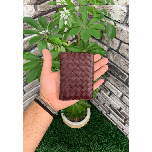 Guard Handmade Claret Red Leather Card Holder
