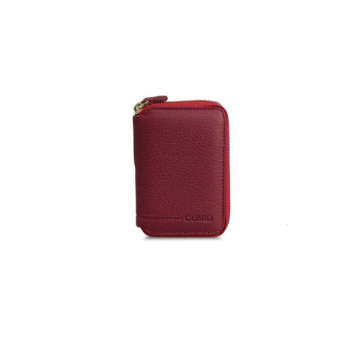 محفظة صغيرة من الجلد بلون احمر وبسحاب من Guard