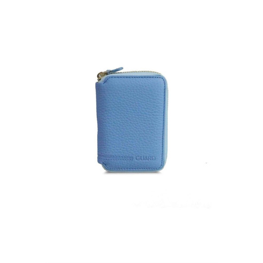 Guard Zippered Turquoise Leather Mini Wallet
