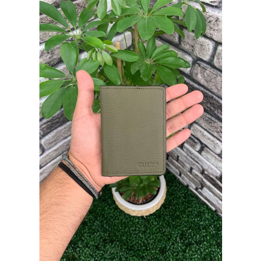 Guard Khaki Green Leather Card Holder