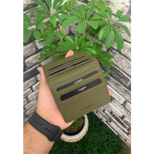 Guard Khaki Green Flip Design Leather Card Holder