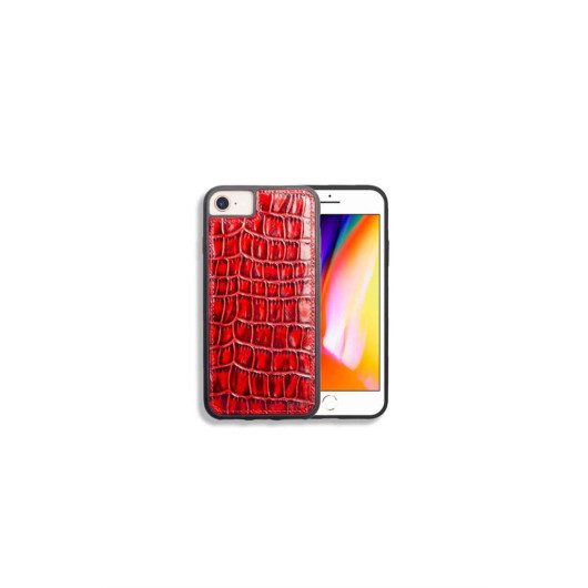 بيت هاتف Iphone 6 / 6S / 7 من الجلد موديل جلد تمساح بلون احمر من Guard