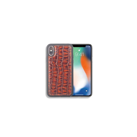 بيت هاتف Iphone X / Xs من الجلد موديل جلد تمساح بلون القهوة من Guard