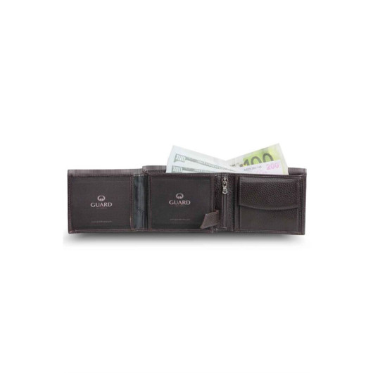 Guard Brown Leather Men's Wallet With Coin Compartment