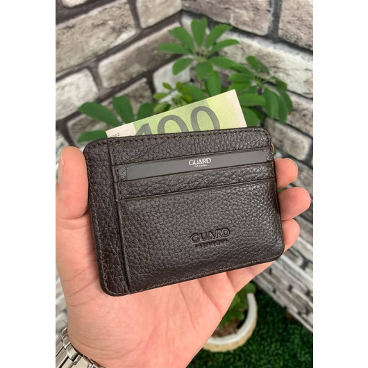 Guard Brown Leather Card Holder