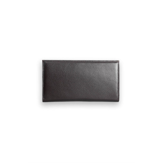محفظة جلدية نسائية مع جيب للهاتف لون بني