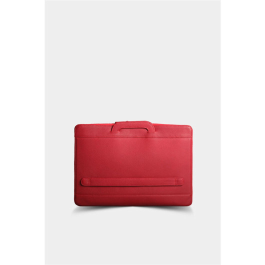 Guard Red Leather Briefcase And Laptop Bag