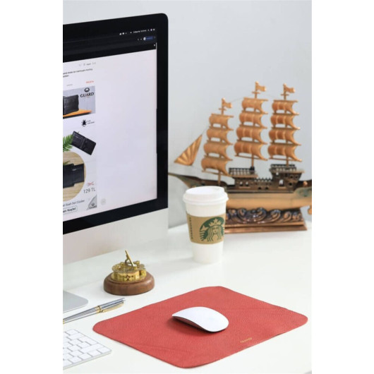 Guard Red Leather Mouse Pad 30 X 27 Cm
