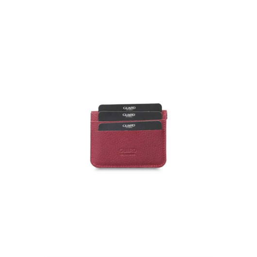 Guard Red Mini Leather Card Holder With Money Compartment