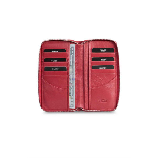 Guard Red Safiano Zippered Portfolio Wallet