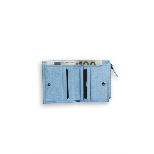 Small Size Ice Blue Coin Genuine Leather Women's Wallet
