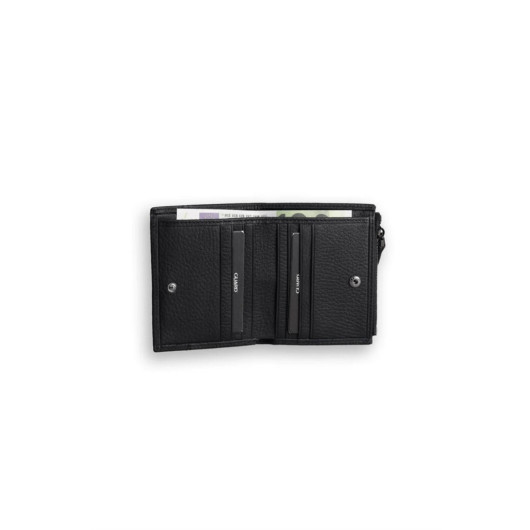 Small Size Black Coin Genuine Leather Women's Wallet