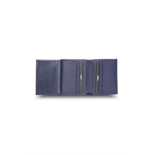 A Small Men Leather Wallet With Multiple Compartments