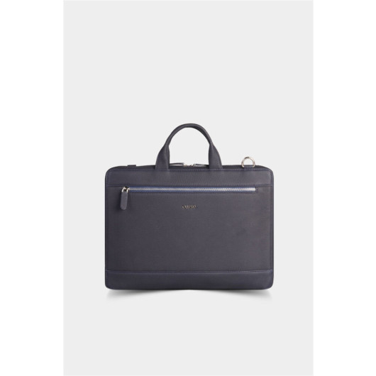Guard Navy Blue Leather Special Edition Laptop And Briefcase