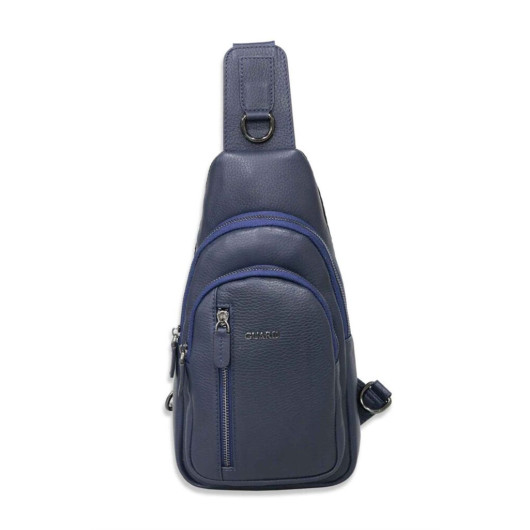 Guard Navy Blue Genuine Leather Crossbody Bag