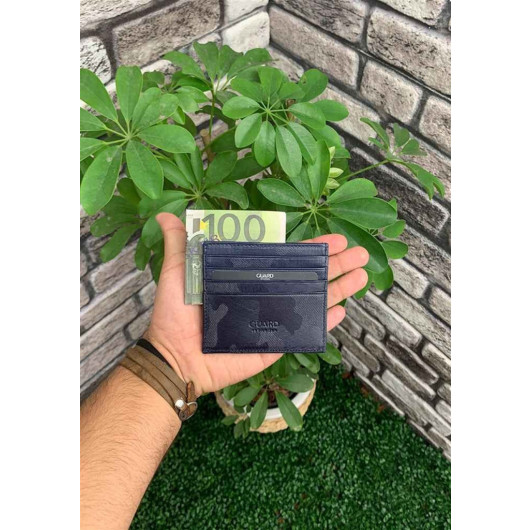 Guard Navy Blue Camouflage Leather Card Holder