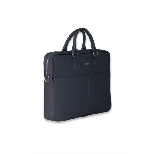 Guard Navy Blue Genuine Leather Briefcase With Laptop Entry