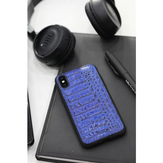 Guard Navy Blue Crocodile Print Leather Iphone X / Xs Case
