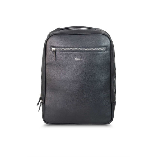 Guard Black Leather Backpack With Laptop Port