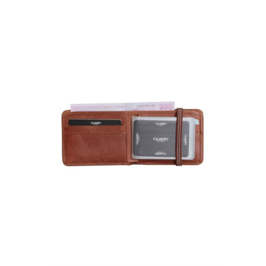 Guard Elastic Sport Genuine Leather Antique Taba Wallet