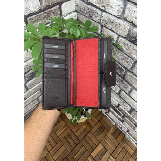 Guard Matt Brown Zippered And Leather Pleated Hand Portfolio