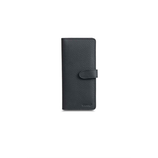 Guard Matte Black Leather Phone Wallet With Card And Money Slot
