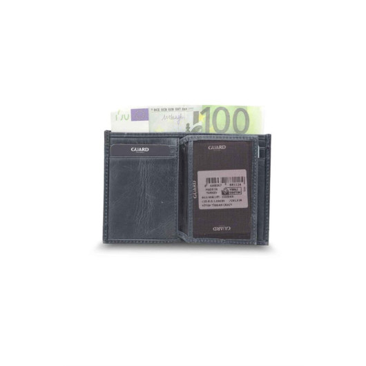 Guard Minimal Antique Black Leather Men's Wallet