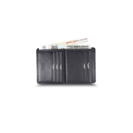 محفظة سوداء للرجال بمكام مخصص للنقود المعدنية حجم متوسط