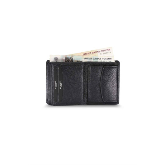 Guard Medium Double Pinot, Black Men's Wallet With Coin Eyes