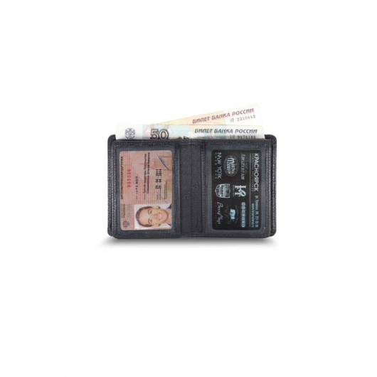 Guard Medium Double Pinot, Black Men's Wallet With Coin Eyes