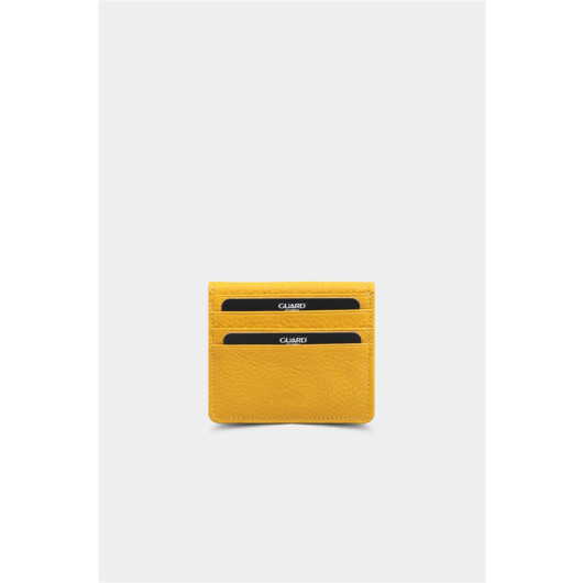 Guard Yellow Flip Design Leather Card Holder