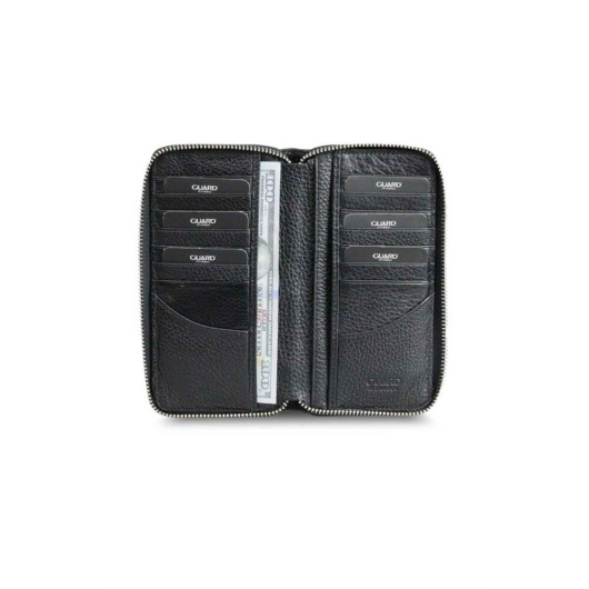Guard Black Zipper Portfolio Wallet