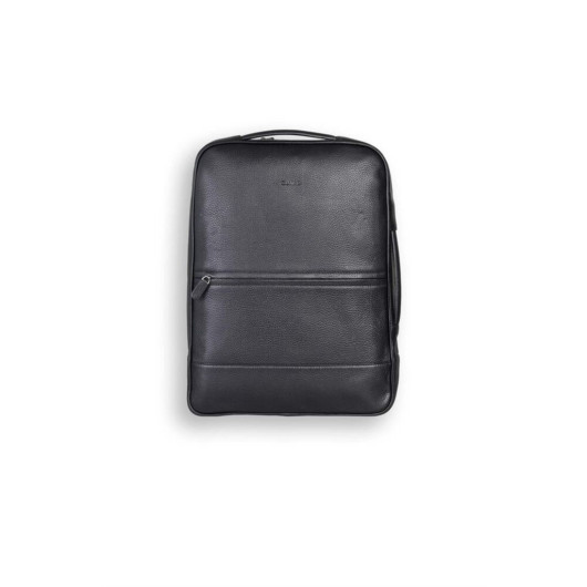 Guard Black Genuine Leather Thin Backpack And Handbag