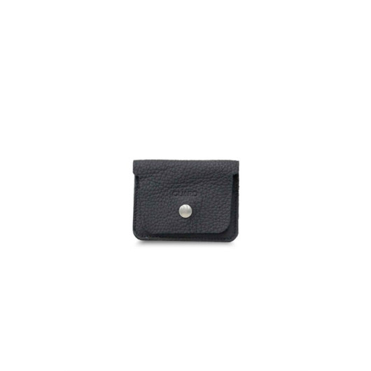 Guard Black Mini Leather Card Holder With Paper Money Compartment