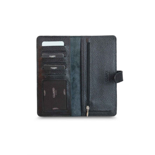 Guard Black Leather Phone Wallet With Card And Money Slot