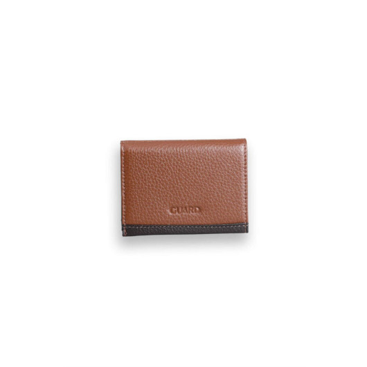 Tan - Brown Double Colored Genuine Leather Card Holder