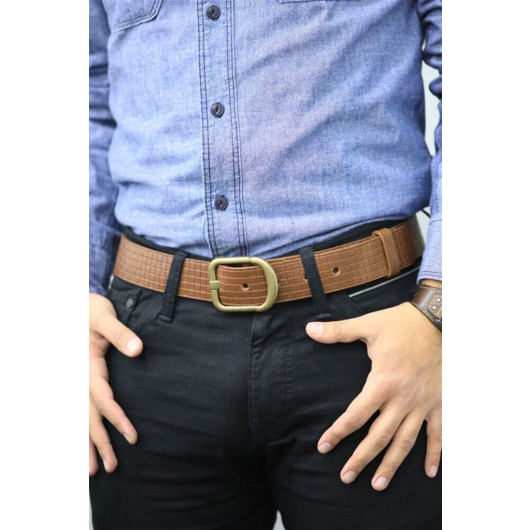 Guard Taba Knit Pattern Leather Belt