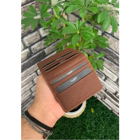 Guard Tan Pate Design Leather Card Holder