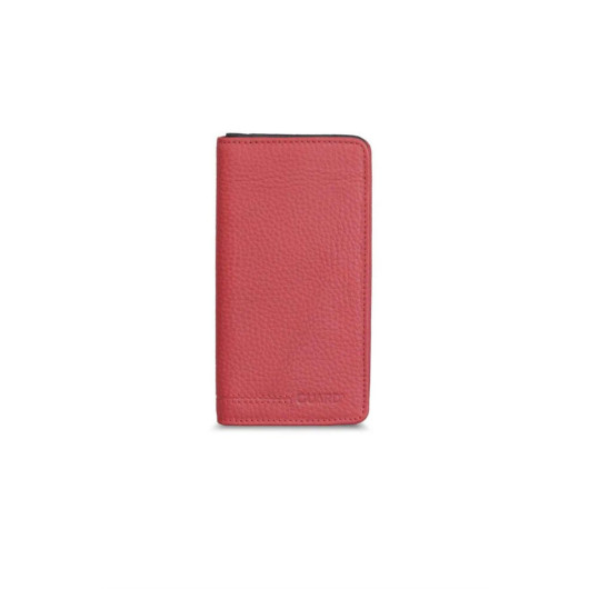 Guard Red Black Leather Portfolio Wallet With Phone Entry