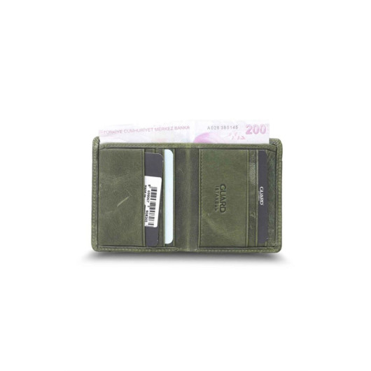 Guard Green Tiguan Crazy Minimal Sport Leather Men's Wallet