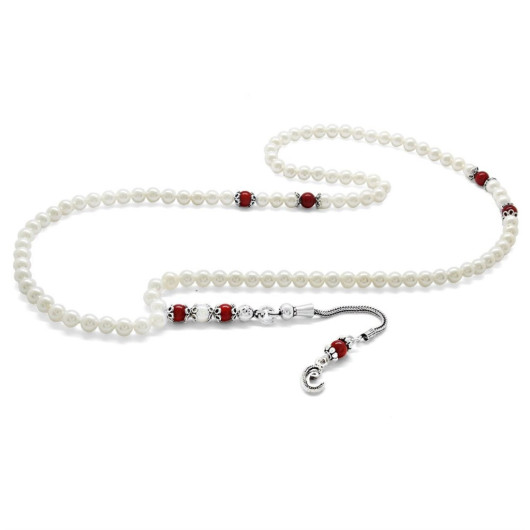 Silver Vav Tasseled 99 Pearl Rosary