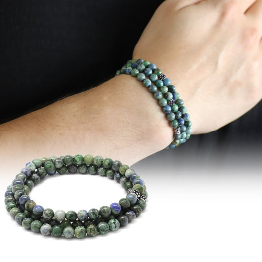 Both Bracelet - Both Necklace - Rosary 99 Azurite Natural Stone Jewelry