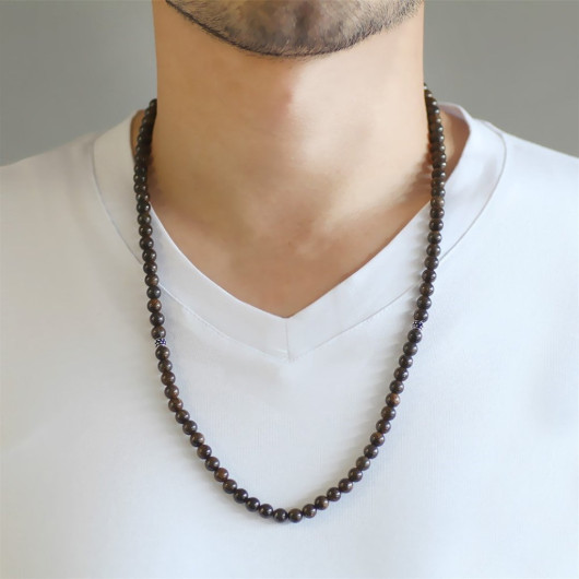 Both Bracelet - Both Necklace - Rosary 99 Bronzite Natural Stone Jewelry