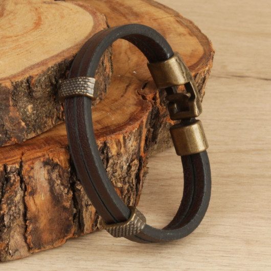 Brown Leather Men's Bracelet