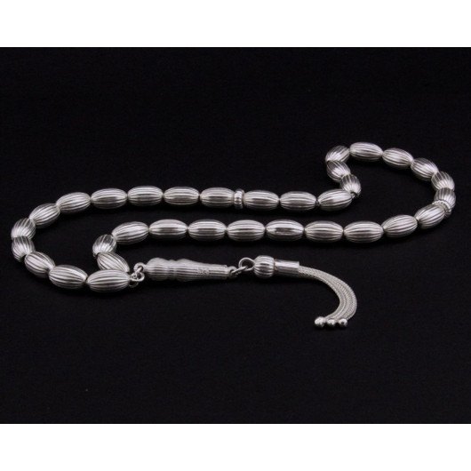 Handcrafted Barley Cut 925 Sterling Silver Prayer Beads (M-2)