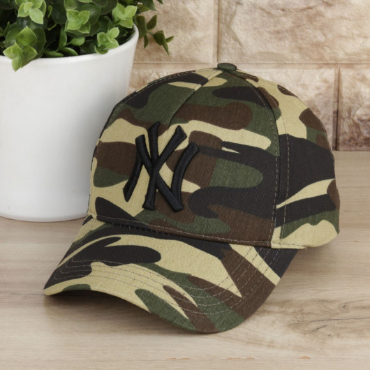 قبعة رجالية صيفية موديل عسكري برسم Ny بلون اسود