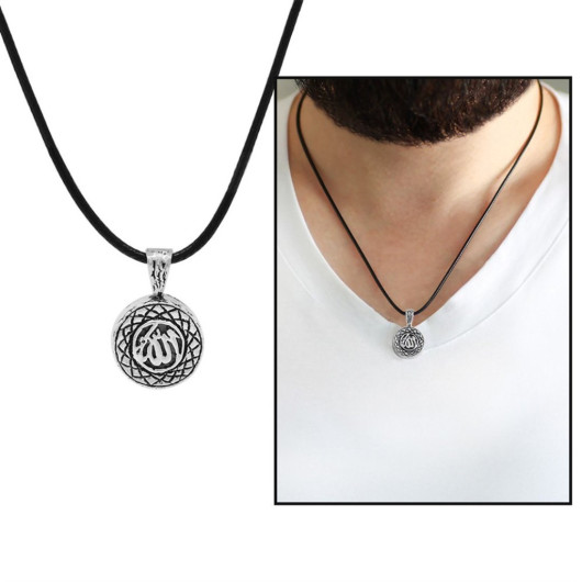 925 Sterling Silver Cevşen Necklace With Personalized Name Inscribed Arabic "Allah"