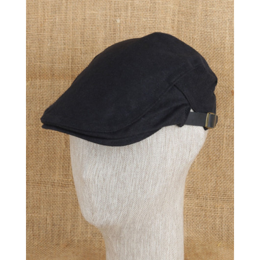 قبعة رجالية شتوية من الكاشيت بلون كحلي مع مشبك من الخلف