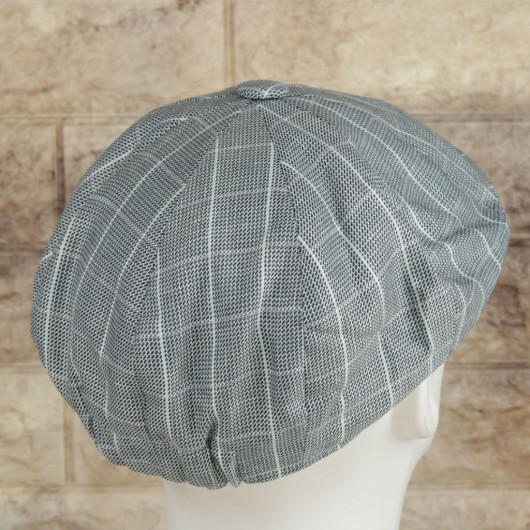 Seasonal Light Gray Plaid British Style Men's Hat