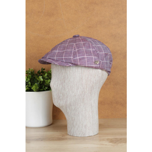 قبعة رجالية موسمية موديل انكليزي كارويات بلون خمري